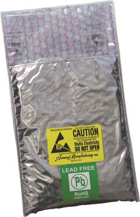 Series 9073DKLF Static Shield/Amine Free, Static Dissipative Lead-Free Cushion Pouch, Lip Closure